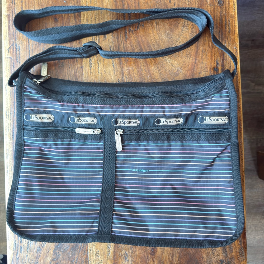 LESPORTSAC rainbow stripe Deluxe everyday Bag